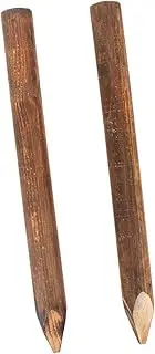 2pcs Carbonized Wood Garden Edging Posts 30cm Round Small Fence Poles for Outdoor Landscape Support