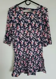 Soprano Floral Casual Ruffle Tiered Dress 1/2 Sleeve Girls Size XL NEW