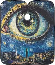 Beautiful Eye Starry Night Style Blue Hair Cutting Cape Waterproof Gown, Home Barber Cape 64.9 In x 55.1 In, Beautiful Eye Starry Night Style Blue 2