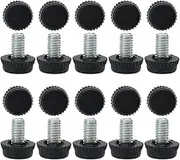 uxcell M6 x 10 x 15mm Leveling Feet Adjustable Leveler Floor Protector Cover Pad for House Furniture Desk Table Chair Leg 20 Pack