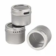 Appetito Magnetic Spice Cans w/ Window Stainless Steel Storage Container Tin