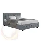Artiss Tiyo Bed Frame Fabric Gas Lift Storage Grey Double