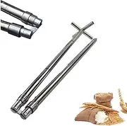 Folding Sampler Stainless Steel Double Tube Stratification Rotary Particle Sampler Grains Sampler Probe Rotary Handle Granule Solid Sack Bag Sampling Thief Double Tubes 3 Slots(38mmx 1.5m/1.5x 59inch)