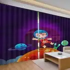 Purple Astronauts Space 3D Blockout Photo Print Curtain Fabric Curtains Window