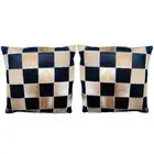 47HS Set Of 2 Smooth Leather Patchwork Cushion Pillow Cover 16 X 16