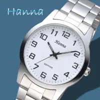 在飛比找momo購物網優惠-【HANNA】漢娜腕錶 簡單生活大錶面數字石英錶-白/696