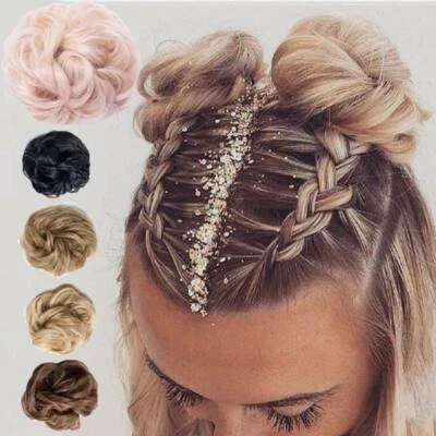 Curly Messy Bun Hair Piece Scrunchie Updo Cover Bun Human Hair Extensions US