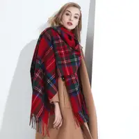 在飛比找ETMall東森購物網優惠-英倫格紋女加厚百搭秋冬季圍巾