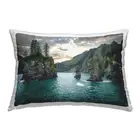 Protruding Cliffs Seascape Outdoor Printed Throw Pillow, 14 x 20, Blue