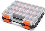 Makitoyo Double Side Tools Organizer, Customizable Removable Plastic Dividers, Hardware Box Storage, Excellent for Screws,Nuts,Small Parts, 34-Compartment, Black/Orange,12.6? L x 10.6? W x 3.2?H