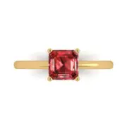 1.0Ct Asscher Cut Natural Garnet Solid 14K/18K Gold Solitaire Engagement Ring