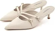 RANDA(ランダ) ED35194 Women's Mule Double Strap Pointed Toe Mule Pumps