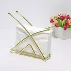 Gold Napkin Organizer Wrought Iron Tissue Holder Paper Towel Clip Dinner Table