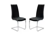 Raimon Furniture Set of 2 Hanson Faux Leather Dining Chair - Chrome Legs - Black