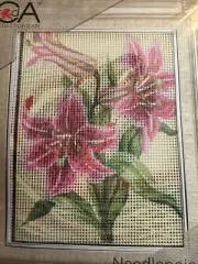 Printed needlepoint tapestry kit With Floss Needle Craftycore Orchid 20x25 Cm