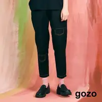 在飛比找momo購物網優惠-【gozo】不對稱壓線彈性長褲(兩色)