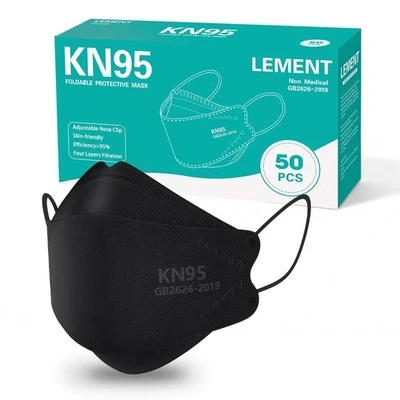LEMENT KN95 Face Masks,50 Pack Breathable Cup Dust Disposable Masks For Adult