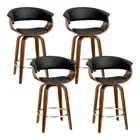 NNEDSZ Set of 4 Swivel PU Leather Bar Stool - Wood and Black