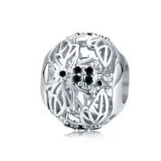 Silver plating Bee Openwork Round Beads Charm Fit Bracelet Jewelry