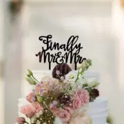 Black Acrylic 'Finally Mr & Mr' Cake Topper