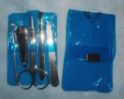 Manicure Pedicure NAIL CARE Kit Scissors Clippers File Tweezers Pick in Case NEW