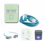 20 4 USB PORT WALL ADAPTER+6FT CABLE CORD CHARGER SYNC AQUA FOR IPHONE IPOD IPAD