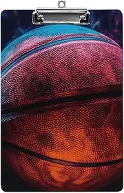 Basketball Sport Clipboard Decorative A4 Letter Size Clip Boards with Low Profile Clip Menu Pads Receipt Clips Acrylic Clipboard for Office Restaurant Cafe Hotel 12.5 X 8.5 Inch