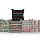 Retro Ethnic Stripes Pillowcase Bohemian Mandala Flowers Sofa Car Cushion Cover