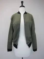 Boohoo Women's Megan Scuba MA1 Bomber Jacket US 4 Khaki/Olive NWT