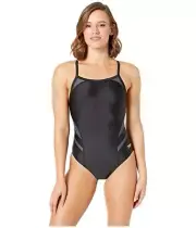 Speedo L16403 Womens Black Tone Setter Splice Flyback One-Piece Size 8/34