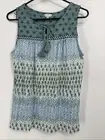 Lucky Brand NWT Small Peasant Top W Tassels Green Blue