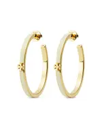 Tory Burch Kira Logo Color Inlay Hoop Earrings in 18K Gold Plated