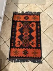 Turkish Moroccan( Secret Sea ) Throw Rugs 23x39 Aztec Fringe