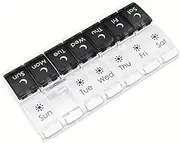 Weekly Pill Organizer, 2 times a day easy to fill 7 days pill box, pill box with simple button design for pills/vitamins/fish oil/supplements,black and white…