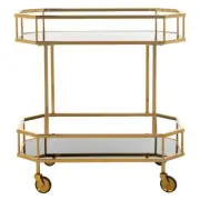 SAFAVIEH Bar Cart 29.8"x29.6"x16.5" 2-Tier Gold Rectangle+Metal Frame+Indoor