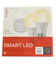 Sengled Smart LED Soft White A19 Starter Kit (2-Pack) with Hub Soft White New