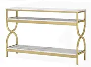 Entryway Table 3-Tier Console Table with Open Storage Shelves Entryway Table with Faux Marble Top Hallway Table