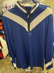 NWT WOMEN'S LOHLA SPORT LAURIE CHEVRON PULLOVER, SIZE: L, COLOR: LAPIS (C319)
