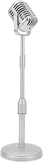 Vintage Microphone, Portable Multifunctional Realistic Retro Microphone Props Liftable for Shooting (Silver)
