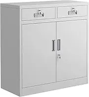 Metal 2 Drawer Horizontal File Cabinet Printer Stand 33.4"L x 35.4"H x 15.3"D White Office Filing Cabinet
