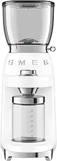 [Smeg] CGF01WHUK Coffee Grinder, Aluminium Construction, 50's Retro Style, 8 Programme Settings and 3 Grinding Grades, White