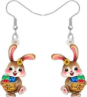 [DALANE] Creative Acrylic Easter Eggs Bunny Dangle Drop Earrings Gifts for Women Girls Birthday Party Cute Cartoon Rabbit Hypoallergenic Jewelry for Festival Decorations
