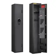 Gun Safe Box Firearm 4 Rifles Storage Lockbox Steel Cabinet 6 Pistols Holder Locker Ammo Valuable Case LED Home Security Key Anti Theft Digital Keypad