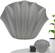 [Generic] Boho Ceramic Shell Vase – Aesthetic Home Decor Accent | Minimalist Flower Vase for Table, Shelf, Living Room, Bookshelf & Bedroom Decor
