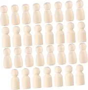 Gogogmee Create Your Own Unique Wood Puppets 60pcs Unfinished Wooden Peg Dolls for Boys and Girls Adults