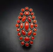 FEDERICO JIMENEZ SterlingSilver NATURAL RED ITALIAN CORAL RING size 7 Adjustable