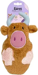 Eco Farm Friends Dog Toy Murray Moo, White - Soft & Cuddly Squeaky Plush, Recycled Filling, GRS Certified