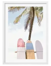 [Profile Australia] Surfboard Rack 2 Art Print A3 Frame in White