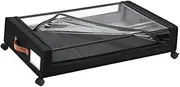 under Bed Storage with Wheels Organizer with Transparent Lid Storage Box for Quilt Cover, Black