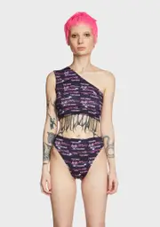 [The Lyte Couture] One Shoulder Techno Print Top
